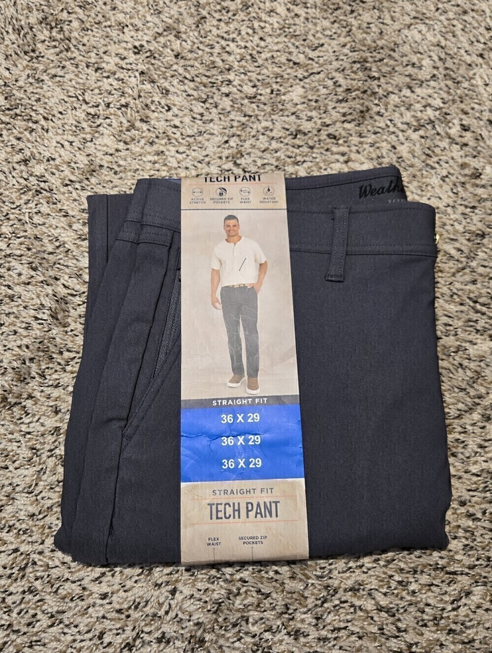 Weatherproof‎  Mens Vintage Tech Pant 36x29 Gray Stretch Flex Waist